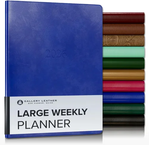 Vista 82 de Gallery Leather Planificador Semanal y Mensual Grande 2025-2026, Calendario Planificador y Cuaderno Elegantemente Encuadernado con Elegantes Bordes