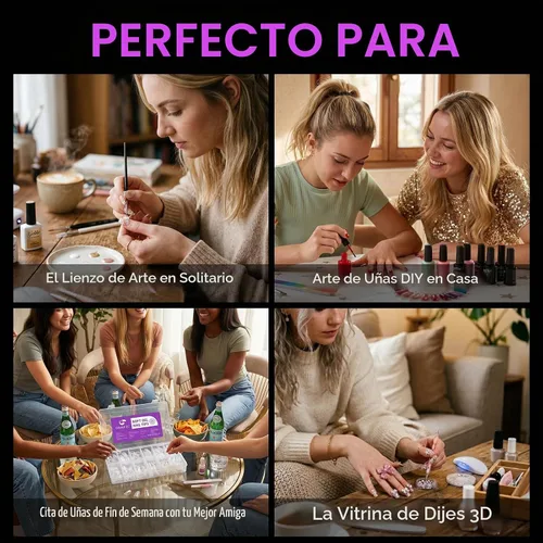 Vista 4 de Gelike EC Kit de puntas de uñas de gel suave de cobertura completa para extensiones de uñas, 552 piezas de puntas de gel cuadradas medianas
