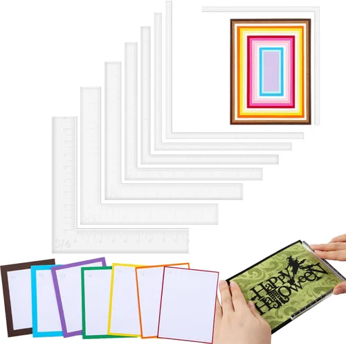 Vista 9 de 7 guías de alineación de manualidades de papel con estuche de almacenamiento, capas de precisión y espaciadores de estera, 1/16 a 1/2 pulgadas 7