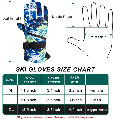 Vista 5 de Guantes de esquí para nieve, guantes de nieve para hombre, guantes de nieve impermeables para mujer, guantes de snowboard para exteriores
