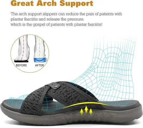 Vista 3 de ONCAI Sandalias cruzadas para hombre, soporte de arco, sandalias deportivas con plantilla ortopédica para fascitis plantar