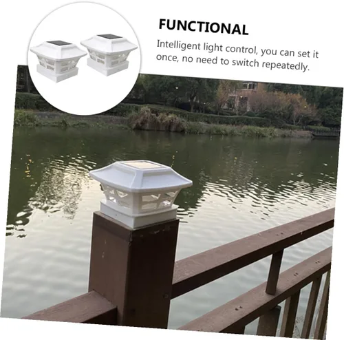 Vista 9 de 2 Pack Solar Pillar Lights, Waterproof Fence Post Cap Lamps for Garden