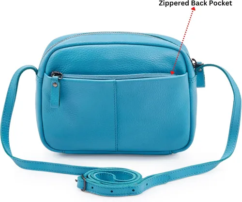 Vista 4 de Cochoa Bolso cruzado pequeño para mujer, de piel auténtica, con diseño de guijarros, bolso cruzado de primera calidad con funda para tarjetas