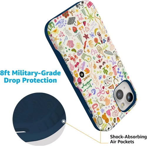 Vista 8 de Casely Funda para iPhone 15 Plus Todas las cosas divertidas Diversión en días laborables Diseño protector audaz Compatible con MagSafe
