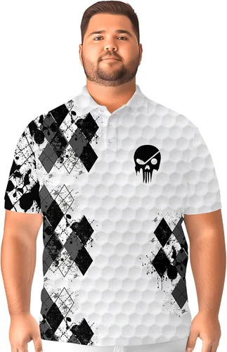 Vista 4 de PAGYMO Camisas de golf para hombre, con estampado divertido y loco hawaiano