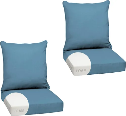 Vista 38 de Arden - Juego de cojines de asiento profundo para exteriores, espuma, 24x24, aguamarina