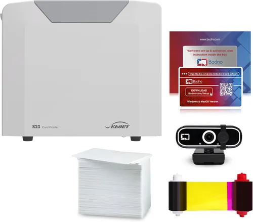 Vista 3 de Bodno Seaory S25 Impresora de tarjetas de identificación de una sola cara y suministros completos Software de identificación de paquete - Edición