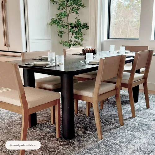 Vista 8 de Nathan James Linus - Silla de comedor tapizada moderna con patas de goma maciza en un acabado marrón cepillado con alambre, marrón claro Marrón