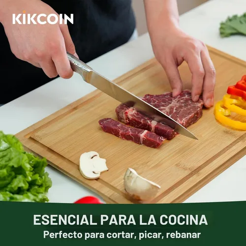 Vista 2 de Tabla de cortar de bambú de 24 pulgadas para cocina, tabla de cortar de madera extra grande con ranura profunda para jugo y mango, tabla de cortar