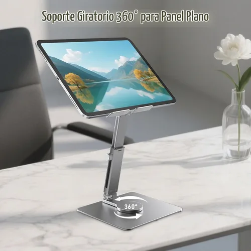 Vista 7 de Soporte para iPad, altura ajustable con base giratoria de 360 grados para escritorio, soporte de tableta de aleación de aluminio compatible con i