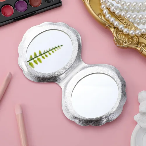 Vista 6 de Luxshiny Espejo de bolsillo para mujer, espejo de billetera delgado, plegable, portátil, compacto, de doble cara, plegable para maquillaje ()