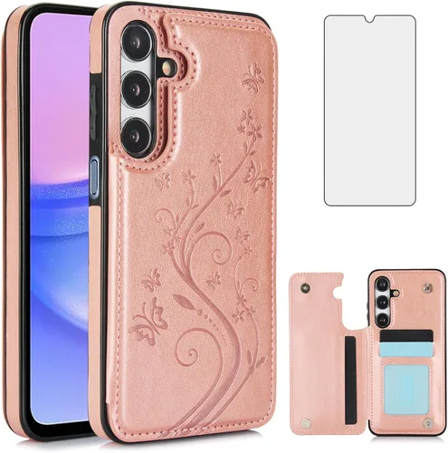 Vista 11 de Asuwish Funda de teléfono para Samsung Galaxy A15 5G/4G con protector de pantalla de vidrio templado, tarjetero con soporte para tarjetero, soporte