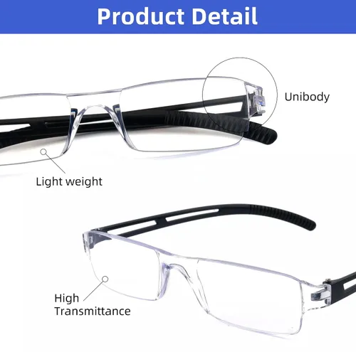 Vista 5 de Pack 4 Rimless Reading Glasses,Blue Light Clear Frames Reader Lightweight for Men and Women
