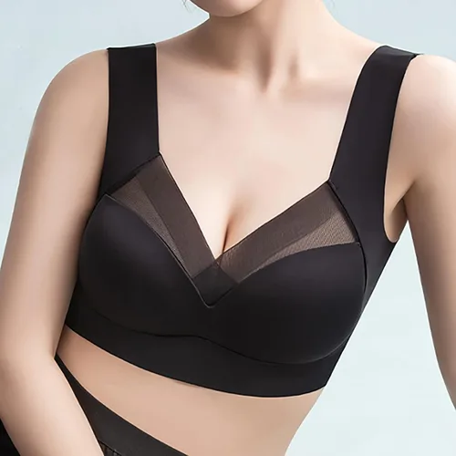 Vista 2 de Sujetador deportivo de malla para mujer, talla grande, sin costuras, sin varillas, para yoga, sin varillas