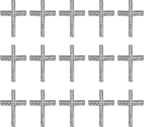 Vista 10 de AUEAR, Encantos de cruz con incrustaciones de cristal, cuentas de conector de metal lateral para pulseras y bisutería