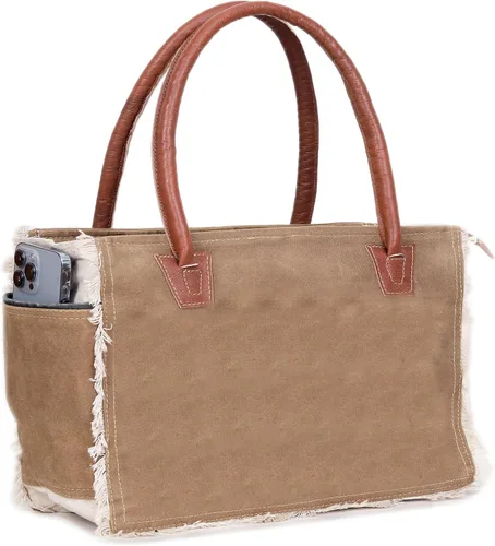 Vista 2 de CREATIVE LEATHER ART Canvas Tote Bag for Women (13 x 10 Inch)