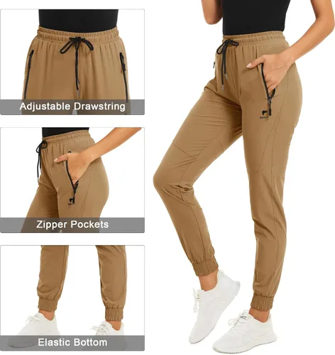 Vista 4 de TACVASEN Pantalones de senderismo para mujer de secado rápido con bolsillos con cremallera