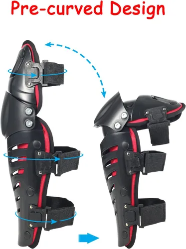 Vista 5 de Ridbiker Chaqueta protectora de motocicleta, rodilleras ajustables de 3 secciones, 1 par, protector de pecho de columna vertebral con protección
