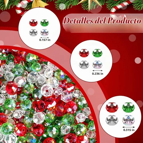 Vista 2 de 1000 cuentas de Navidad, cuentas de color rojo, verde y blanco AB para pulseras Rojo Verde Blanco AB