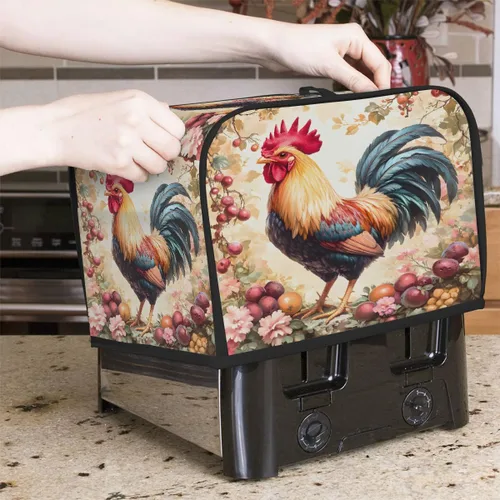 Vista 7 de Funda para tostadora de animales de gallo, 2 rebanadas, protección contra el polvo y las huellas dactilares, fundas para pan, fundas lavables