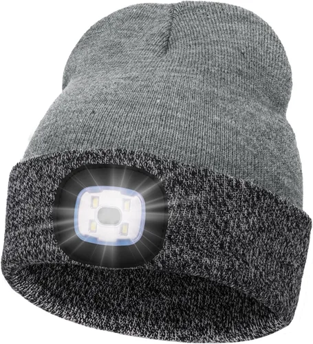 Vista 36 de MELASA Gorro unisex con luz, recargable por USB, manos libres, gorro LED, regalos de invierno para hombres Tinte amarillo albaricoque