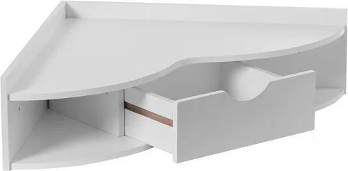 Vista 3 de Basicwise - Mesa plegable de pared con cajón, ahorro de espacio flotante Blanco