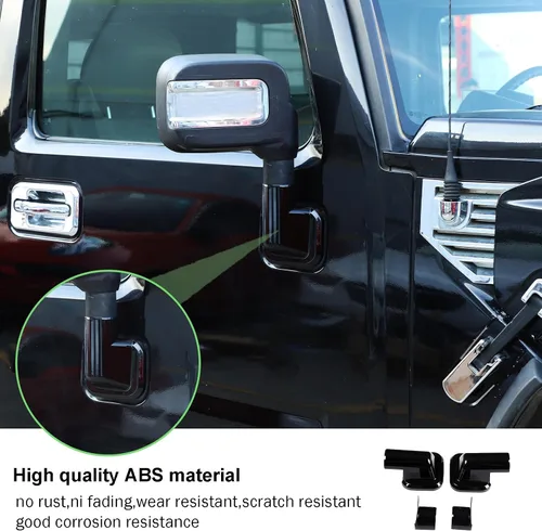 Vista 3 de PIUGILH Compatible con Hummer H2 2003-2002 ABS cubierta de espejo retrovisor lateral de puerta delantera trasera embellecedor base embellecedor
