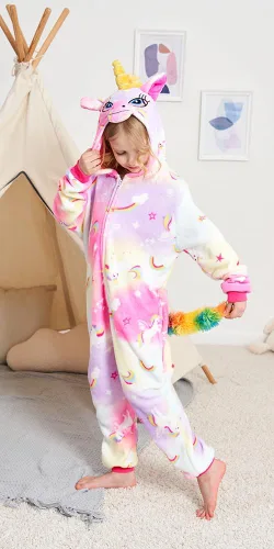 Vista 4 de Pijama de una pieza de unicornio para niños, disfraces de Halloween