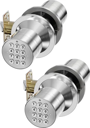 Vista 12 de HIDALIFE Pomo de puerta con teclado, perilla de puerta con cerradura, cerradura de puerta de entrada sin llave con código para puerta delantera