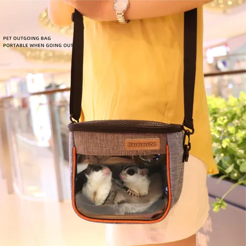 Vista 2 de Bolsa de transporte Sugar Glider, bolsa de viaje transpirable transparente para hámster, gecko, erizo de bebé, bolsa de transporte con parte Azul