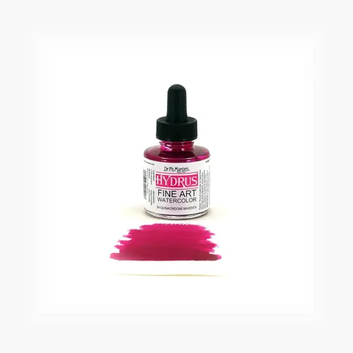 Vista 2 de Color para caligrafía iridiscente Dr. Ph. Acuarela de Bellas Artes serie Hydrus, de 1.0 onzas, Quinacridona Magenta (5H)