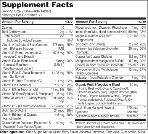 Vista 3 de NATURELO Vitaminas multivitamínicas para niños, mezcla de frutas orgánicas
