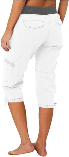 Vista 3 de Pantalones capri tipo cargo para mujer, ligeros, de secado rápido, atléticos, para verano, casuales, con bolsillos