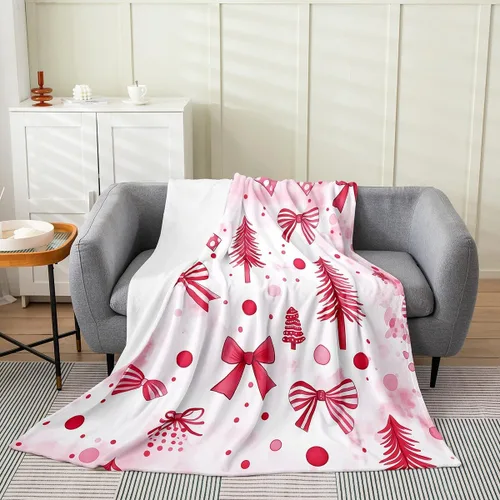 Vista 17 de Erosebridal Manta de franela con nudo de lazo para niñas, 40 x 50 pulgadas, diseño de rayas de diamante, para sofá cama y cama de vellón para niños