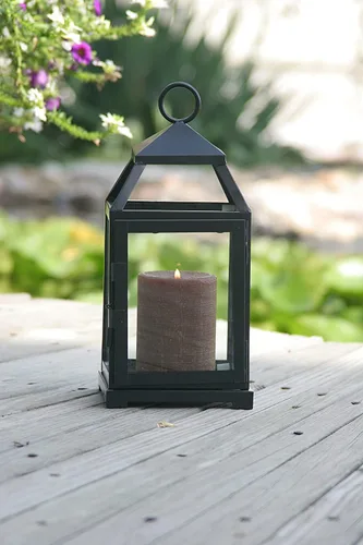 Vista 9 de Hosley's Farol estilo clásico, de 12 pulgadas de alto, de hierro y vidrio Regalo ideal para celebraciones, fiestas, bodas, Aromaterapia y Spa.