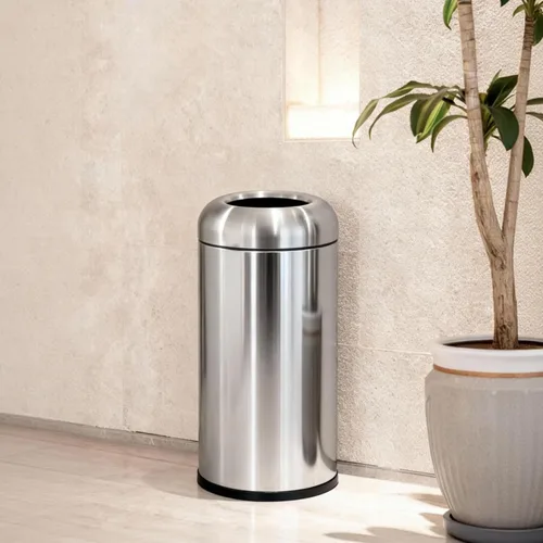 Vista 9 de WICHEMI - Cubo de basura comercial grande de 16 galones, cubo de basura para exteriores con tapa superior abierta para patio, cubo de basura