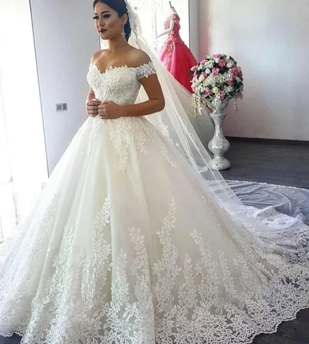 Vista 3 de XYAYE Verano playa una línea vestidos de novia para novia 2021 con mangas fuera del hombro vestido de novia con apliques XY013