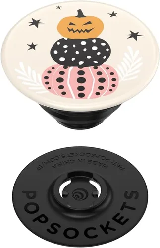 Vista 4 de PopSockets Agarre para teléfono con soporte expandible, adhesivo, PopSocket de Halloween - Pila de calabazas