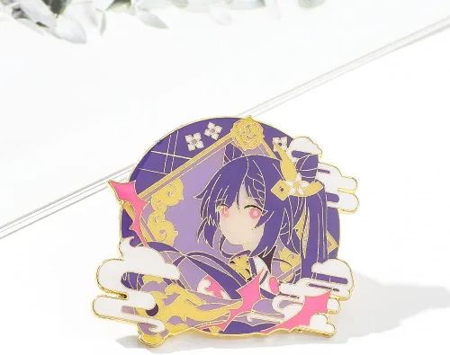 Vista 4 de Genshin - Broches esmaltados con diseño de personajes de juegos calientes, broche de solapa, regalo para fanáticos, broche de metal con insignia