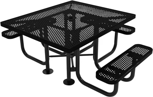 Vista 47 de COATEDOUTDOORFURNITURE Mesa de picnic cuadrada de 46 pulgadas, expandida, color negro