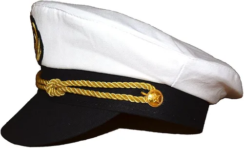 Vista 3 de Admiral Captain Yacht Hat Snapback Gold Bordado Anchor Skippers Cap para fiesta