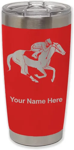 Vista 34 de LaserGram Vaso aislado al vacío de 20 onzas, carreras de caballos, grabado personalizado incluido (negro)