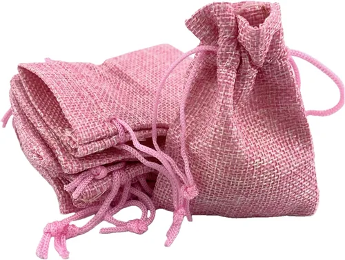 Vista 38 de Palmhomee Paquete de 20 bolsas de regalo de arpillera con cordón, bolsas de joyería de lino, bolsas de yute de boda para joyas y bolsas