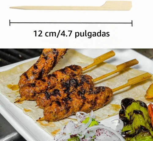 Vista 5 de 200 pinchos de bambú para aperitivos, palillos de dientes de 4.7 pulgadas con caja de almacenamiento, púas de cóctel para bebidas, brochetas