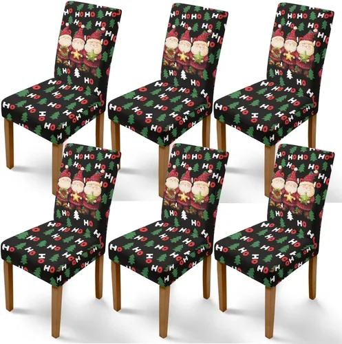 Vista 32 de Rnyleeg Juego de 1 fundas navideñas para sillas de comedor, color azul oscuro, fundas protectoras extraíbles y lavables para sillas de cocina