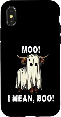 Vista 5 de iPhone 16 Funny Ghost Highland Cow Halloween Moo I Mean Boo Men Women Case