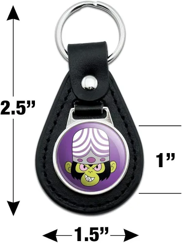Vista 4 de GRAPHICS & MORE Llavero de cabeza de mojo jojo de cuero negro para niñas superpoderosas, Negro