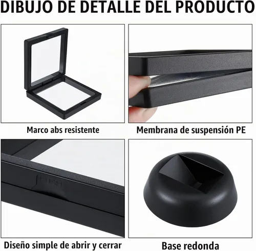 Vista 3 de Leelosp 40 piezas 3D de marco flotante expositor de monedas, caja de almacenamiento de joyas de polietileno transparente a granel con base