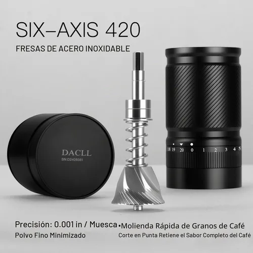 Vista 3 de Molinillo de café manual con ajuste numérico externo ajustable, capacidad 1.06 oz con rebabas cónicas de acero inoxidable CNC (negro)