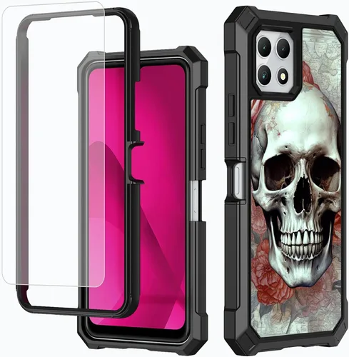 Vista 19 de Funda para T-Mobile Revvl 7 de 6.6 pulgadas con protector de pantalla, policarbonato duro de doble capa resistente y TPU suave a prueba de golpes